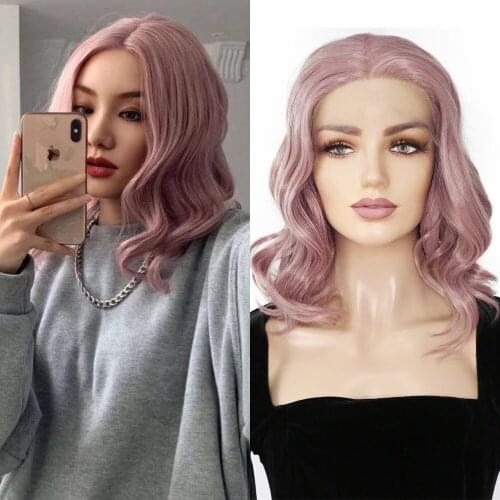10 Inch Lace Front Synthetic Wigs For Girls HD Transparent High Temperature Lace Wigs Short Wavy Lolita Soft Hair Cosplay Wigs
