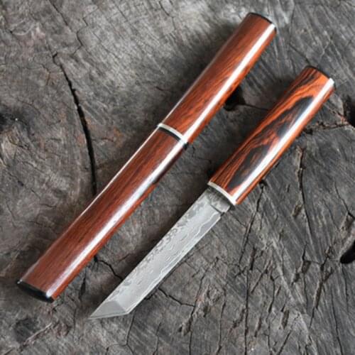 Selling Japanese collection knife tactical knife Damascus Steel 60hrc vacuum heat treatment sharp outdoor knife hunting knife