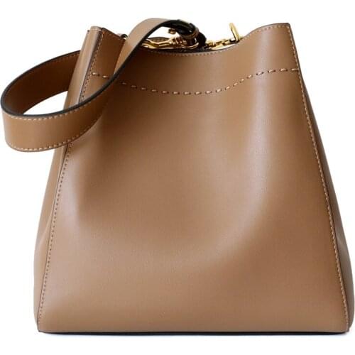 Luxury Handbags Women Bags Designer 2021 New Genuine Leather Female Bucket Bag Wide Strap Real Leather Shoulder Messenger Bags