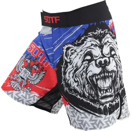 SOTF MMA Wolf Geometric Breathable Printing Fighting Shorts Muay Tha Kickboxing Shorts Cheap Sanda Pants Boxing mma Short Men