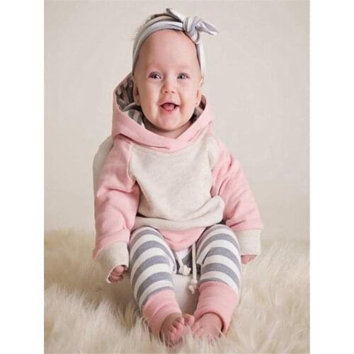 TELOTUNY newborn baby girl clothes 3pcs Toddler Baby Boy Girl Clothes Set Hoodie Tops+Pants+Headband Outfits suit infant 1005