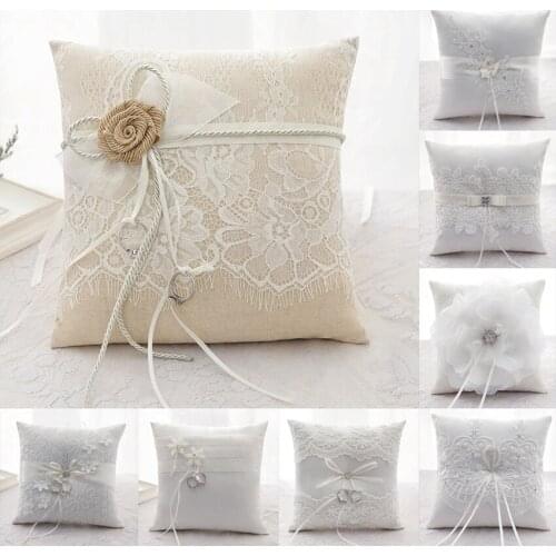 21X21cm Top Quality New Elegant Flowers Lace Favors Ring Pillow Handmade Lace Embroidery Cushion Wedding decoration Accessories