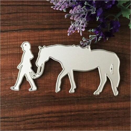 Pulling Horse Metal Cutting Dies Stencil DIY Scrapbooking Album Stamp Paper Card Embossing Crafts Decor