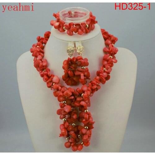 African Beads Jewelry Set Colored Party Women Nigerian Wedding African Beads Vintage Necklace and Earrings Jewelry Set HD325-1