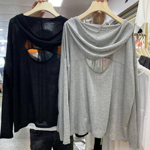 Size 6XL 150KG Autumn Women T Shirts Long Sleeve T shirt Hollow Halter Female Tops Elegant Tshirts Hooded Casual Tops