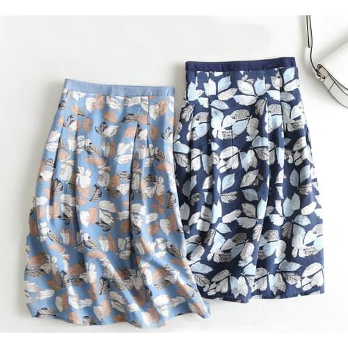 2020 Summer Flower Print Boho High Waist A-Line Two Layer Midi Casual Faldas Jupe Femme Saia Women Cotton Skirt