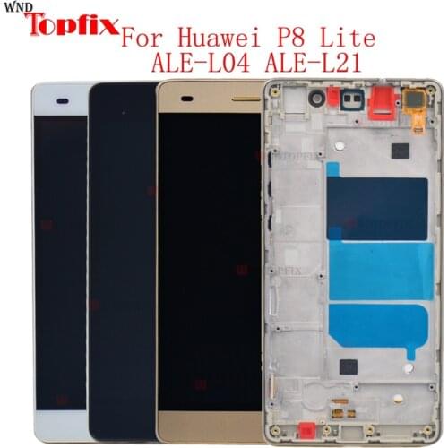 For Huawei P8 Lite LCD Display Touch Screen Digitizer Assembly With Frame For 5.0" Huawei P8 Lite ALE-L04 ALE-L21 Replacement