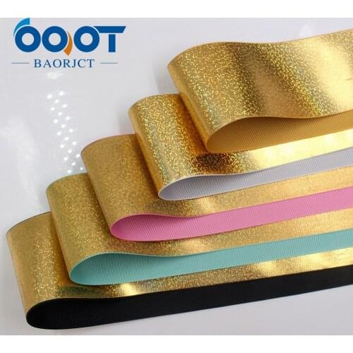 OOOT BAORJCT 1710094 75mm golden flash sequins ribbon 5 yards, DIY handmade material, wedding gift packaging