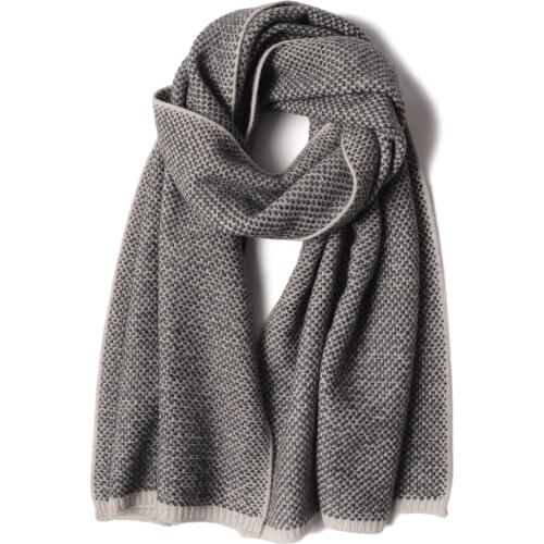 100%lambs wool two-tone color thick knit women fashion scarfs 50x180cm