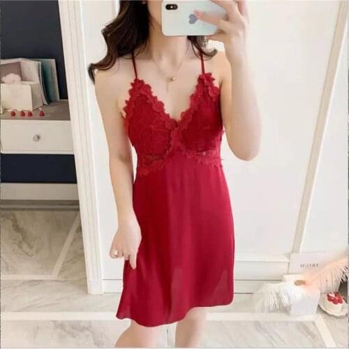 2021 New Suspender Nightdress Sexy Summer Ice Thin with Bra Hot Temptation Suspender Nightdress Night Dress Women Sexy