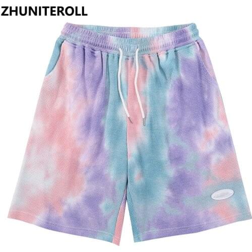 2021 Tie Dye Fashion Kanji Mesh Shorts Men Elastic Shorts Streetwear Hip Hop Harajuku Jogger Shorts Summer Track Short Sweatpant