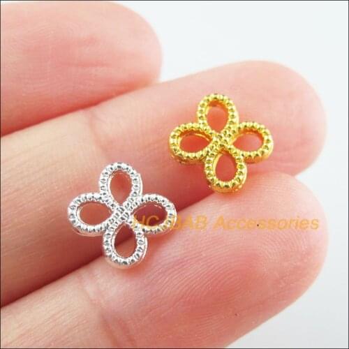 45Pcs Gold Silver Plated Clover Flower Charms Pendants Connectors 10mm