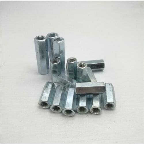 5pcs 2pcs M5 M6 M8 M10 M12 Rod Coupling Hex Nut steel Galvanized Long Hex Nut Connection Thread High Strength plating Zinc Nuts