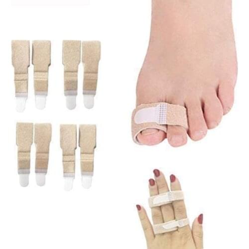 6 Pcs Fabric Toe Finger Straightener Hammer Toe Hallux Valgus Corrector Bandage Toe Separator Splint Wrap Foot Stretcher Care