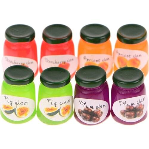 8PCS Charm Fruit Candy Canned jam Dollhouse Food Resin Plasticine Bead Making For DIY Scrapbooking Craft