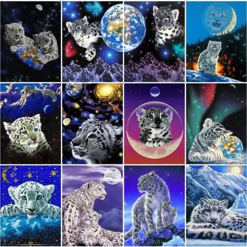 Full Square Drill Diamond Painting Leopard Rhinestones Art Diamond Embroidery Animal Cross Stitch Winter Mosaic Home Decor Gift