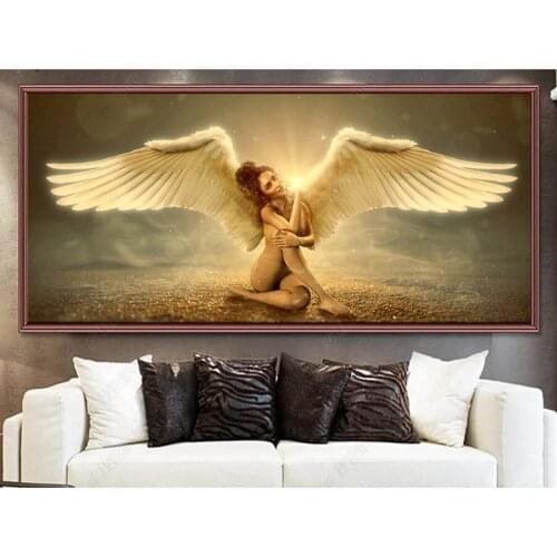 Large Golden angel Nude girl With wings 5d diy diamond painting mosaic diamond embroidery rhinestone art Home Decoration Gift