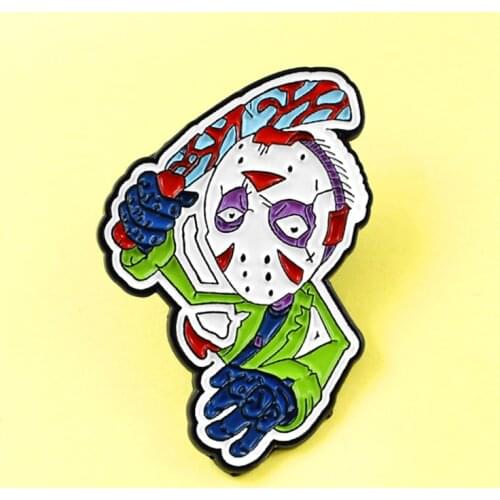Demon Mask Killer Jason Voorhees Brooch Horror slayer Movie Friday Black the 13th Enamel Pins Slasher Mask Killer Halloween Gift