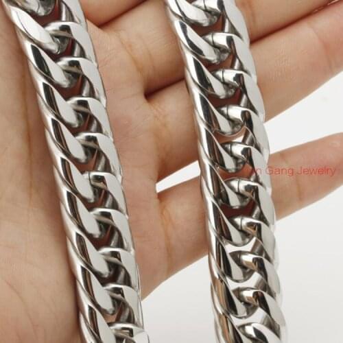 7"-40" Heavy Charm 316L Stainless Steel 20MM Silver Color Cuban Curb Link Chain Mens Boys Necklace or Bracelet Cool Jewelry