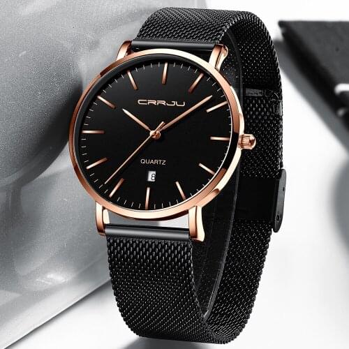Men Watch Quartz Movement Stainless Steel Mesh New Top Luxury Waterproof Men Ultra Thin Simple Wristwatch Fashion Casual Watches