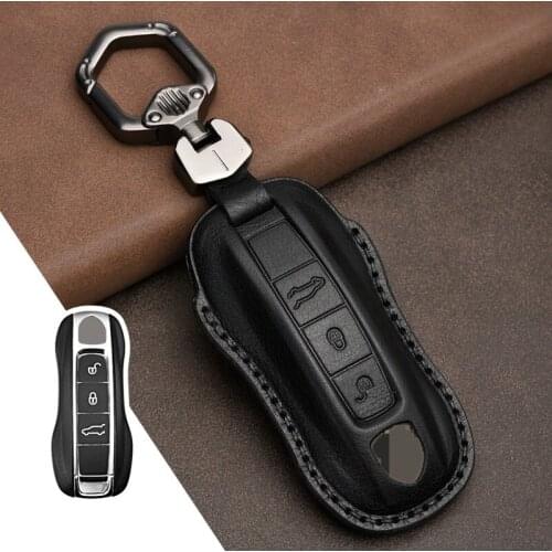 1Pcs Genuine Leather Car Remote Key Case Key cover for Porsche Panamera 2017-2021 Cayenne 2018 2019 2020 2021