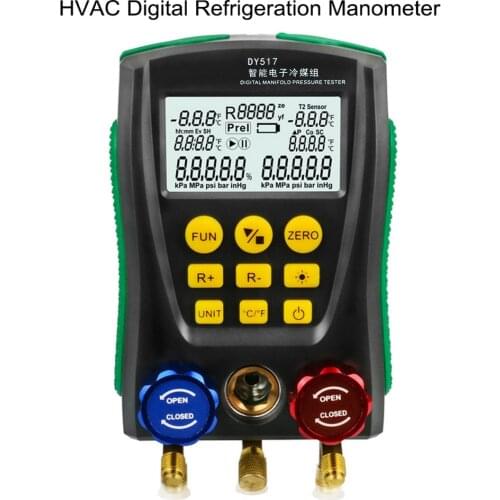 DY517 Pressure Gauge Refrigeration Manifold Digital Vacuum HVAC Meter Pressure Temperature Tester R410A Refrigerant Test