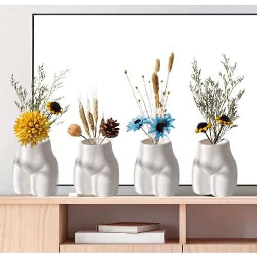 Flower Pot, Human Body Ceramic Craftwork Decorative Desktop Decor for Home Office Shops, White New Style 2021
