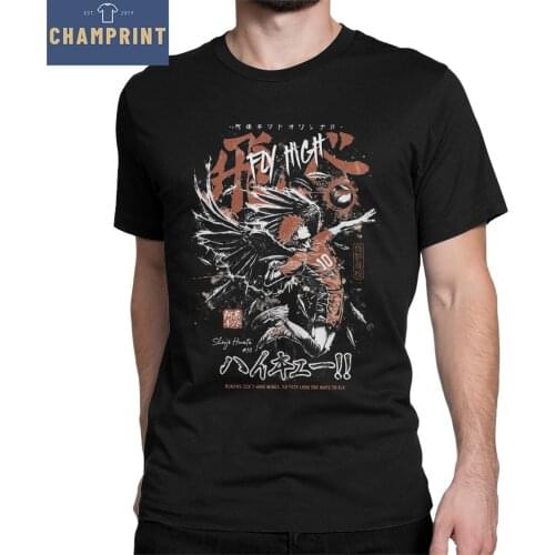 Haikyuu Shoyo Hinata Karasuno Mens T Shirts Anime Novelty Tees Short Sleeve Crewneck T-Shirts 100% Cotton Summer Clothes