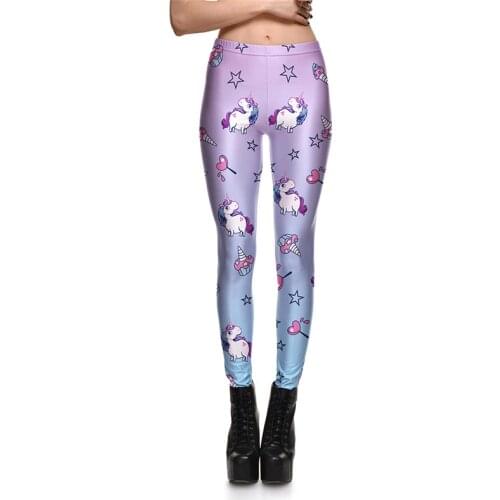 Leggings Fitness Womens Legging Cartoon Angle God Horse Gradient Ice Cream Stretch Digital Print Pants Cool Trousers