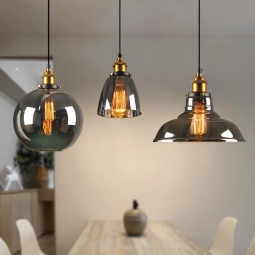 Loft American Vintage Glass Pendant Light Umbrella Kitchen Living Room Bedroom Hanging Light Pendant Light Bed deco maison
