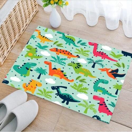 Cartoon Door Mat 3D Printing Carpet Dinosaur White Green Mat Home Textile Door Mat Colorful Door Mat Entrance Non-slip Carpet