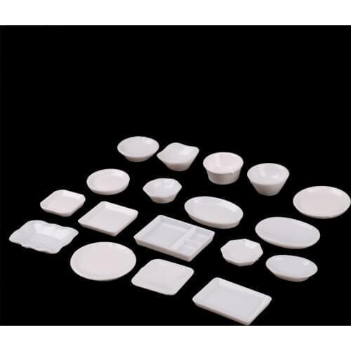 New Mini Plates Accessories Kit Diy 1:12 Dollhouse Miniature Dish 18pcs Tableware Miniature Kitchen Dollhouse