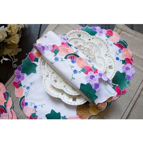 NEW cotton fruit Embroidery table place mat Christmas pad Cloth placemat cup napkin coaster wedding doily kitchen Accessory