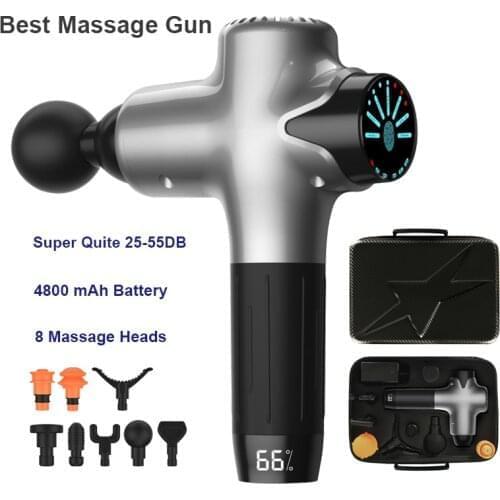 Highest Profile Deep Muscle Massage Gun LCD Display 4800 mAh 8 Heads Therapy Body Massager Recovery Relax Fitness Pain Relief
