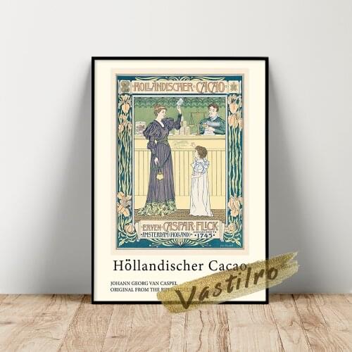 Johann Georg Van Caspel Poster, Van Caspel Hollandischer Cacao Prints, Vintage Figure Wall Painting, Living Room Wall Stickers