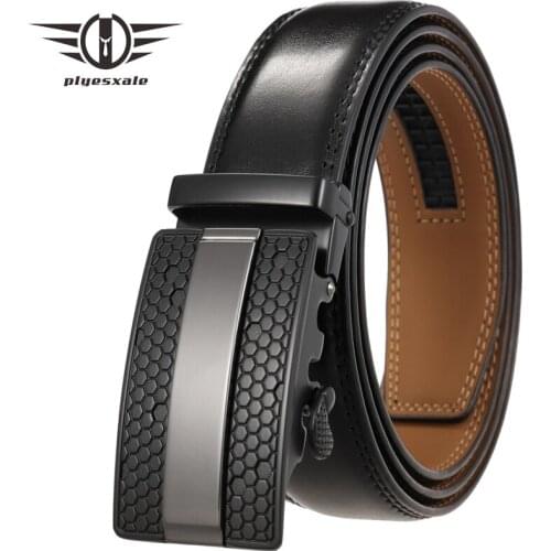 Black 3.5cm Cowhide Genuine Leather Mens Belt Strap Male Automatic Buckle Belts For Men Luxury Brand Designer Men Belt B322