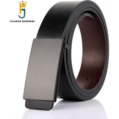FAJARINA Brand Mens Quality Design PU 2nd Layer Genuine Leather Black Fashion Belts Male Jeans Belt Apparel Accessories for Men