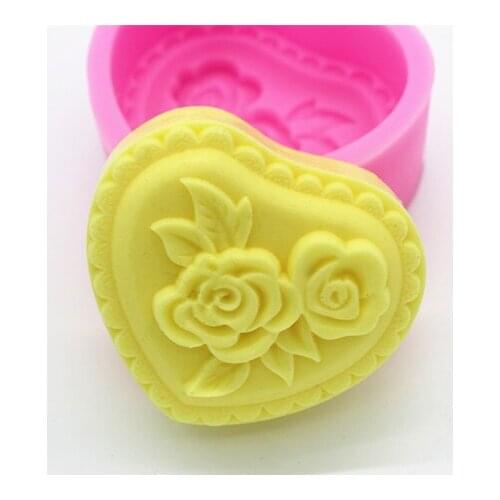 Silicone mould rose flower pattern love heart shape fondant cake chocolate mold resin clay craft mould decoration tools