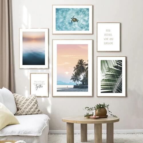 Scandinavian Decoration Picture Wall Art Poster Ocean Waves Sea Landscape Brown Canvas Print Painting Nordic Living Room Decor