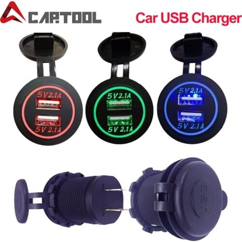 Super 2Port 5V 2.1A Charger Power Adapter LED Panel Charge Mobile Phone Tablet USB Socket for Auto Truck ATV Boat Motorcycle