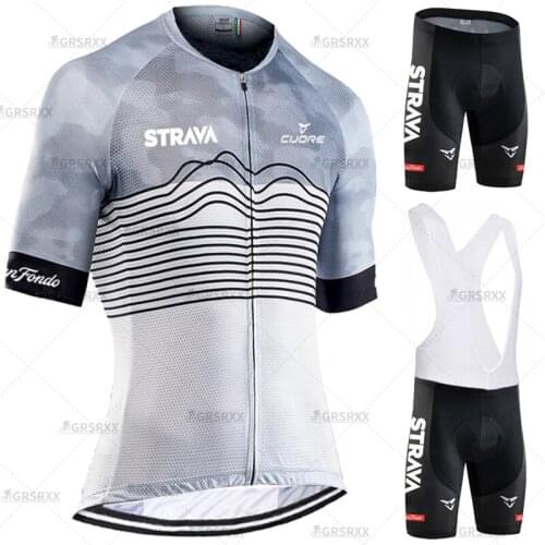 STRAVA Females Bib Cycling Jersey Suit 2021 Summer Quick-Dry Cycling Jersey Set Short Sleeve Mountain Bike Sportswear Breathable