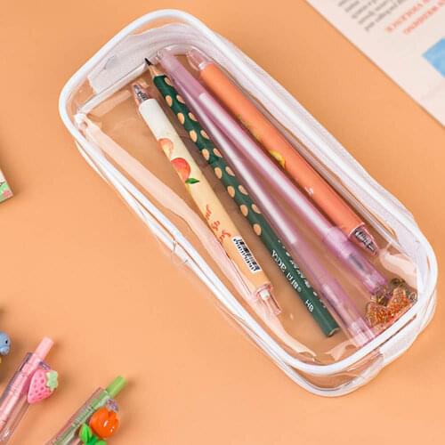 Waterproof Zipper Cosmetic Bag Small Make Up Bag Simple Transparent Korea Black White Solid Color Plastic Storage Cosmetics Bags