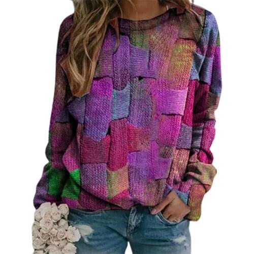 Women Fashion Casual Top Vintage Knitted Sweatshirt Tie-dye Female Sweater for Work Streetwear Party Daily wear