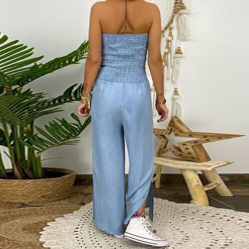Women Jumpsuit Plus Size Overalls Off Shoulder Denim Bodysuits Faux Romper Women Baggy Playsuit Playsuits Штаны Dropshipping