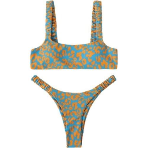 Swimsuit 2021 New Women Two-piece Swimming Clothes Set Leopard Printed Pattern Bikini Tops and Panties Bathing Suit Women S M L