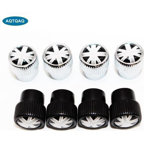4 Pcs/Set Zinc Alloy England National Flag Tire Valve Stem Cap Tire Wheel Stem Air Valve Caps for Auto Cars (Black Grey)