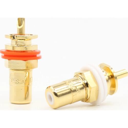 4pcs RCA Female Chassis Panel Mount Jack Socket Connector 24K Gold Plated