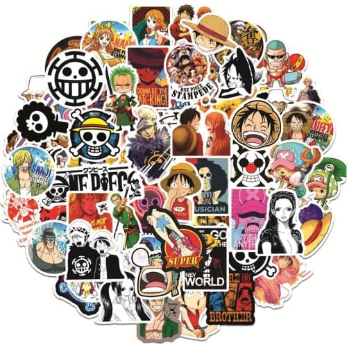 50 PCS ONE PIECE Cartoon Stickers for Car Styling Bike Motorcycle Phone Laptop Travel Luggage Cool Funny Spoof JDM Decal
