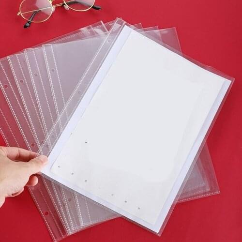 50Pcs Plastic Transparent Punched Folder 3 Holes Loose Leaf Document Sheet Protectors Card Paper Storage Bag Planner Accessories