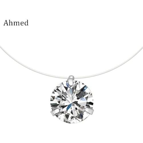 Ahmed Female Transparent Line Necklace Invisible Chain Necklace Pendants Rhinestone Choker Necklaces Clavicle Transparent Chain
